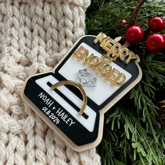 Merry + Engaged Ring Box Ornament