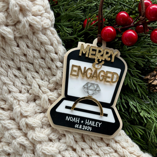Merry + Engaged Ring Box Ornament