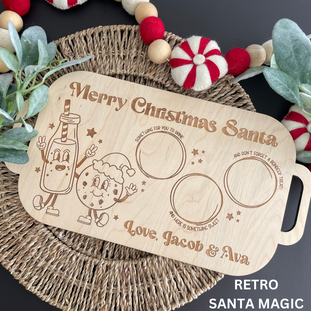 Wood Personalized Santa Milk & Cookie Tray