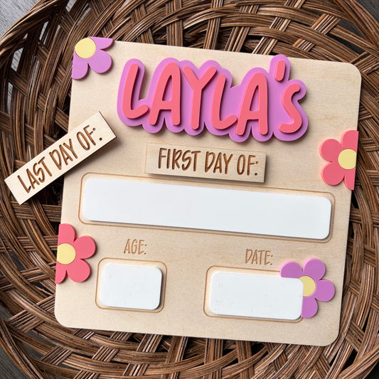 Square Flower First / Last Day Board
