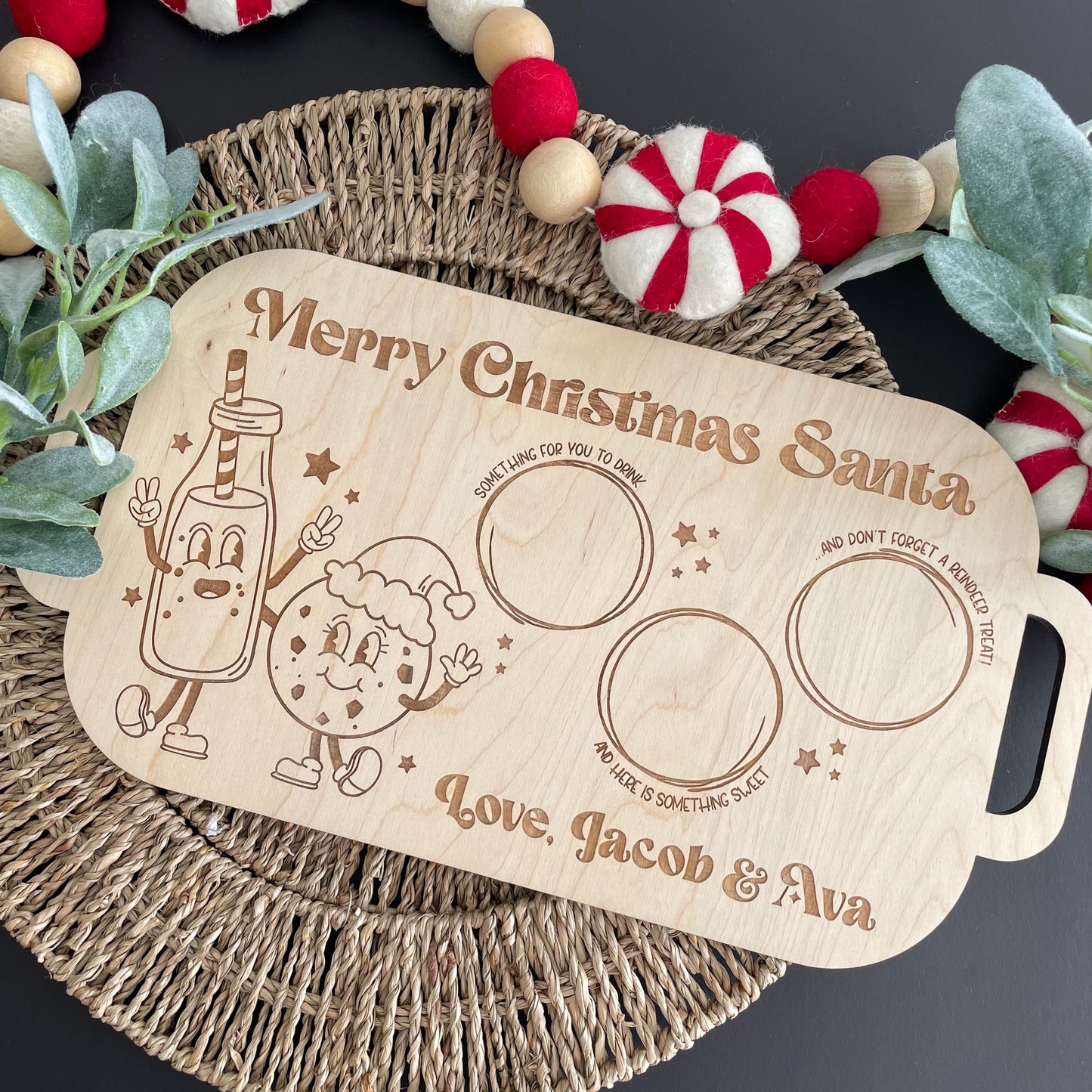 WOOD Santa Milk & Cookie Trays