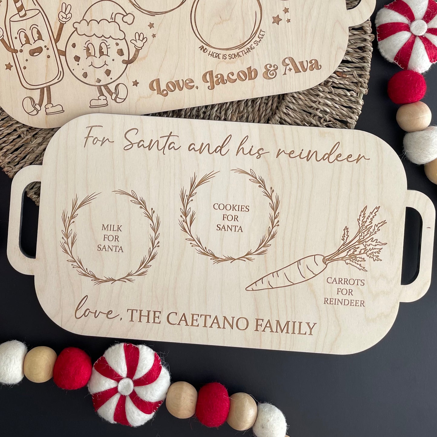 WOOD Santa Milk & Cookie Trays