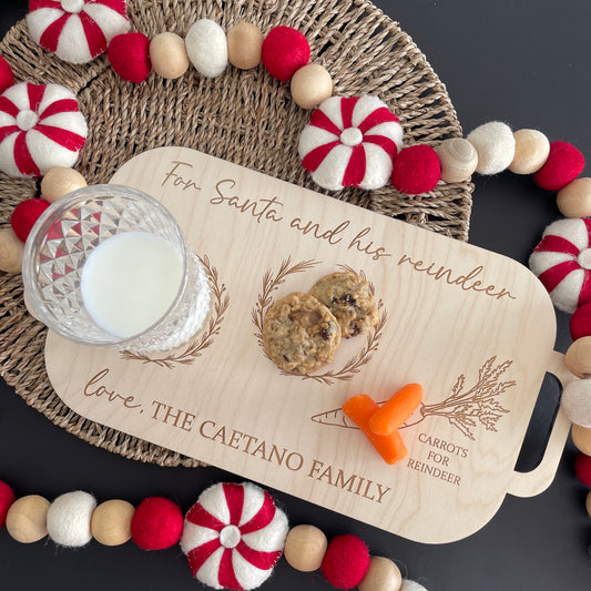 Wood Personalized Santa Milk & Cookie Tray