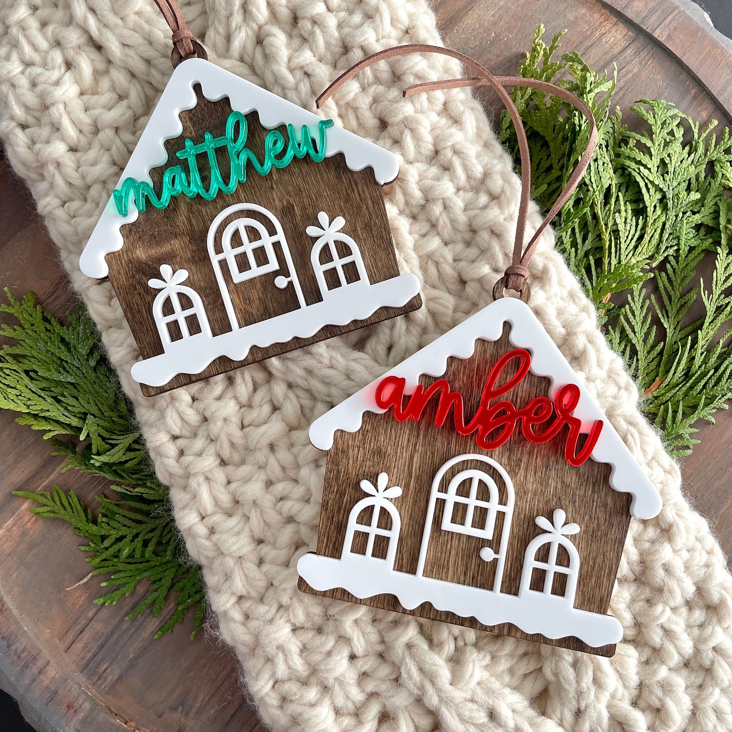 Personalized Gingerbread House Ornament / Stocking or Gift Tag