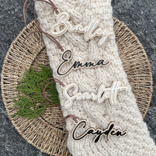 Double Layer Script Name - Christmas Stocking Tags