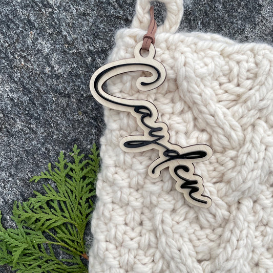 Double Layer Script Name - Christmas Stocking Tags