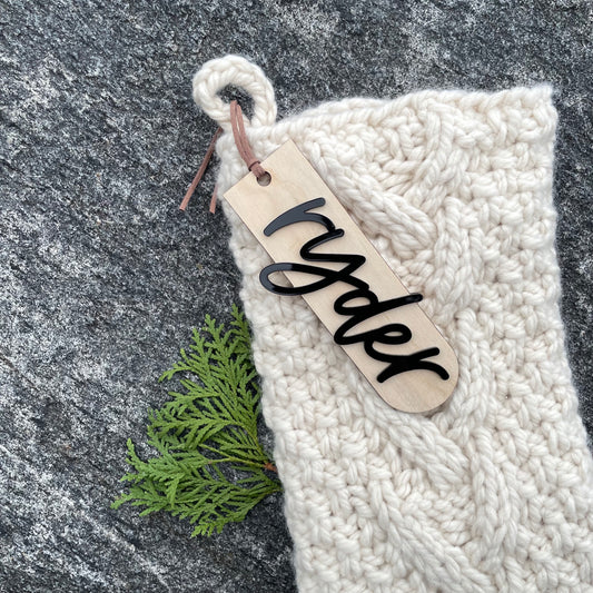 Large Reverse Modern Arch Stocking Tags