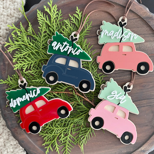 Personalized Christmas Car Ornament / Stocking or Gift Tag