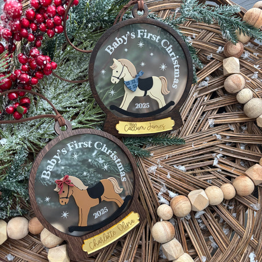 Rocking Horse Snow Globe Ornament