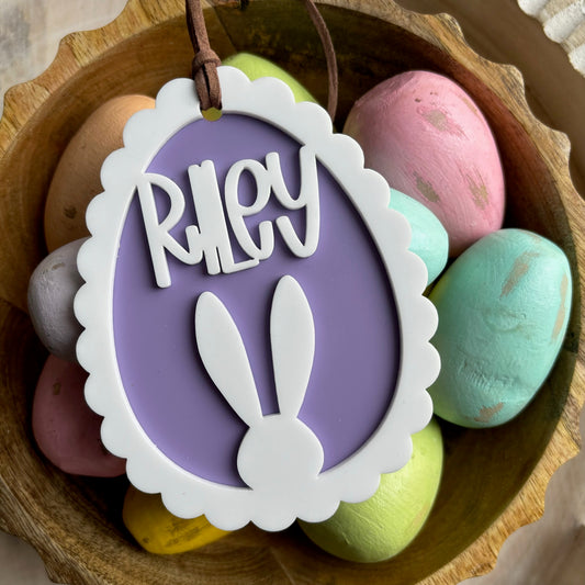 SCALLOPED BUNNY EGG - EASTER TAG