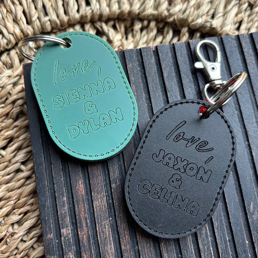 Stitched, Double Sided Keychain - Lightning Bolt