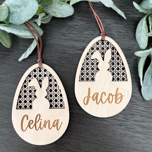 RATTAN BUNNY EGG - EASTER TAG