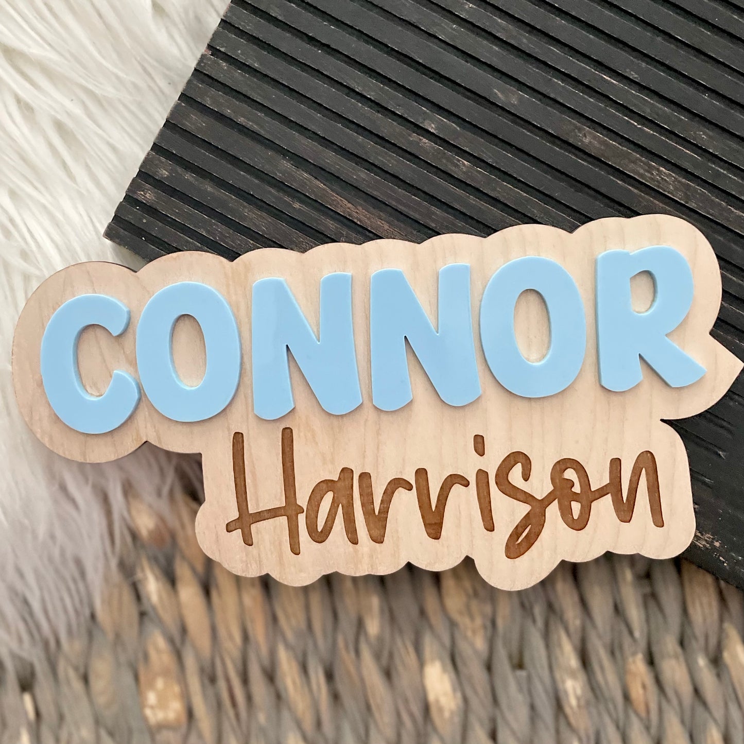 Double Name Bubble - Name/Birth Announcement Plaque