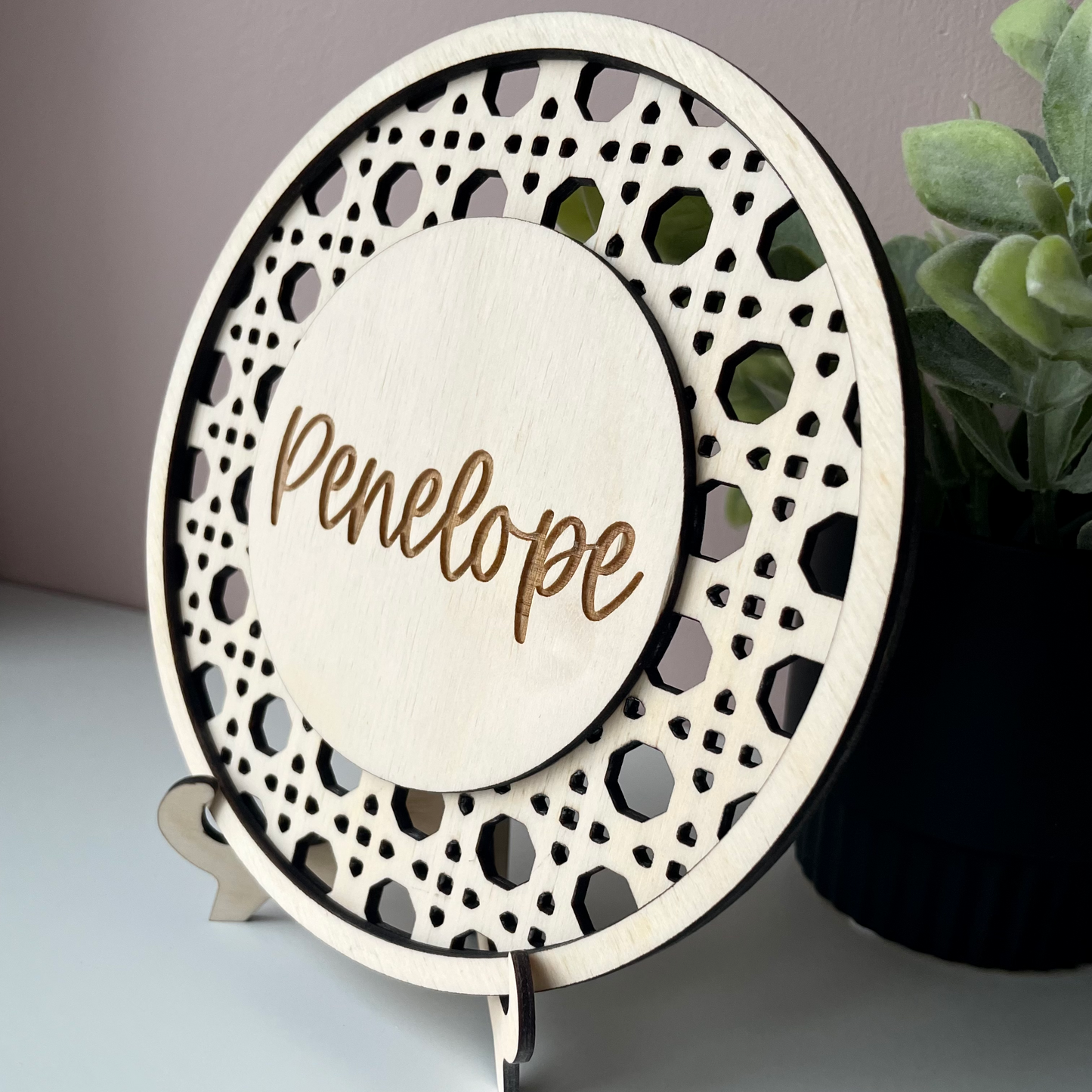 Rattan Name Plaque