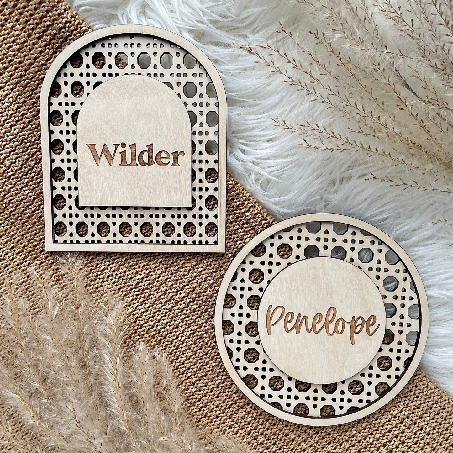 Rattan Name Plaque