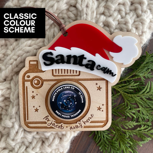 Personalized Santa + Elf Cam Ornament Tag