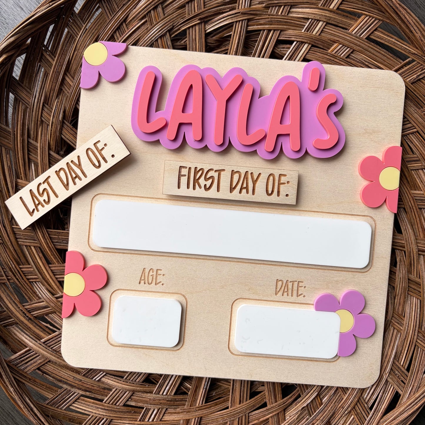 Square Flower First / Last Day Board