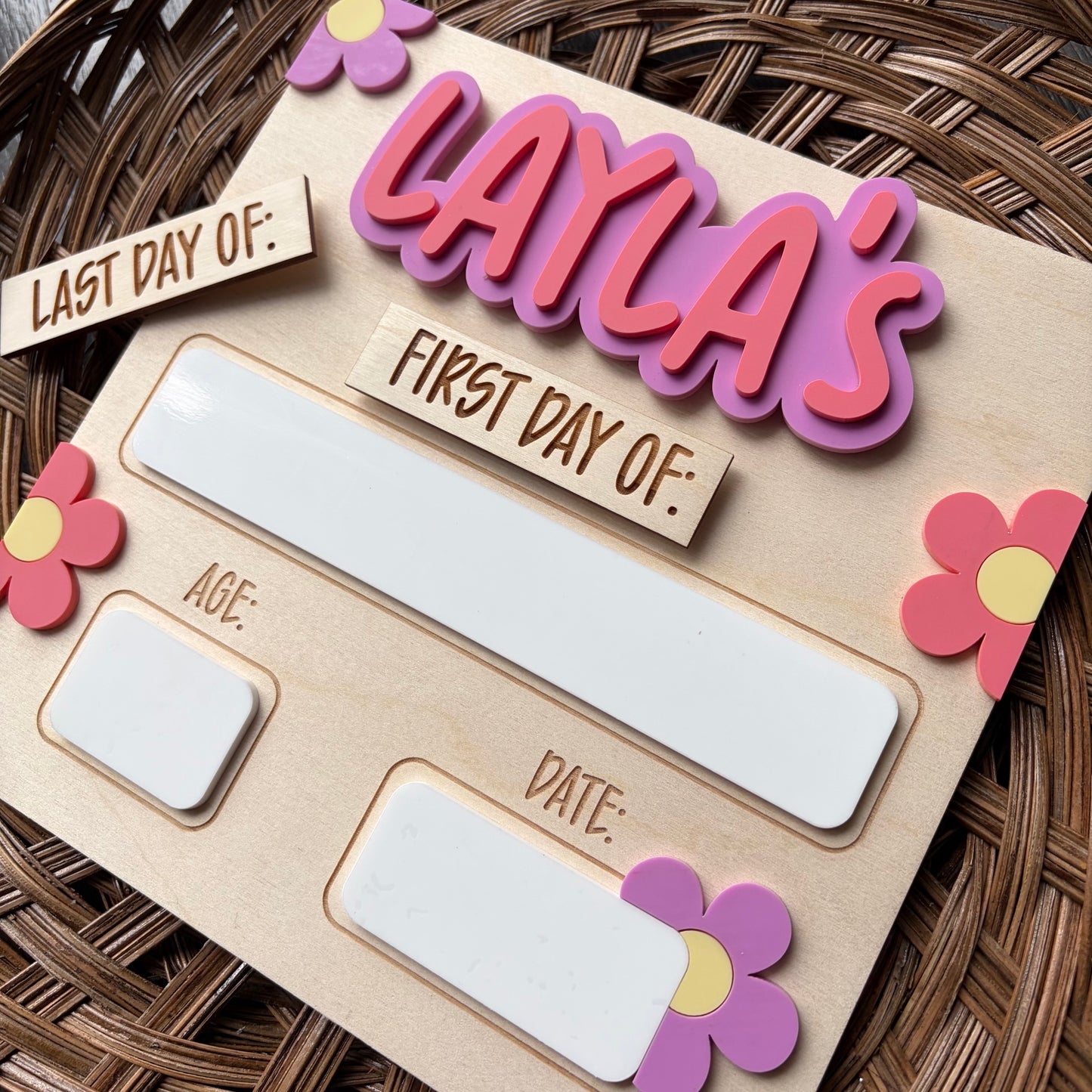 Square Flower First / Last Day Board