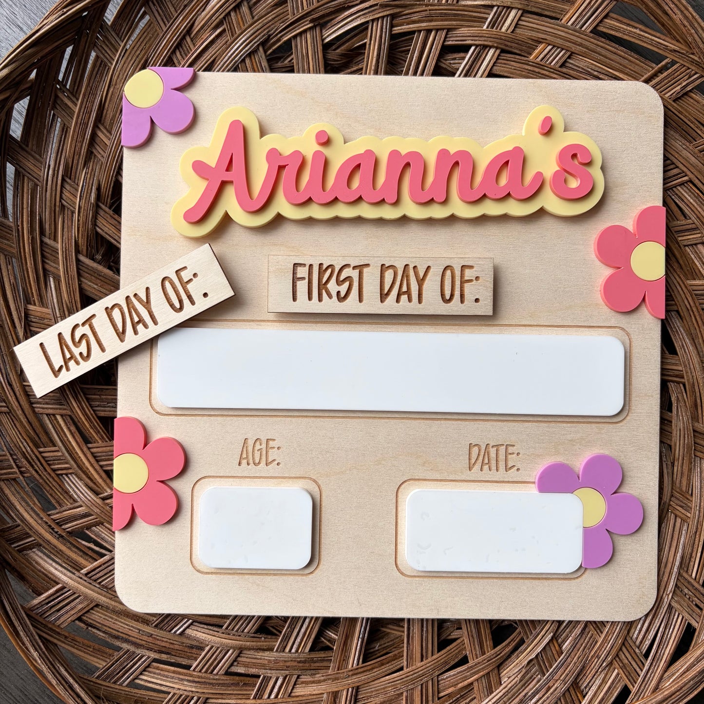 Square Flower First / Last Day Board