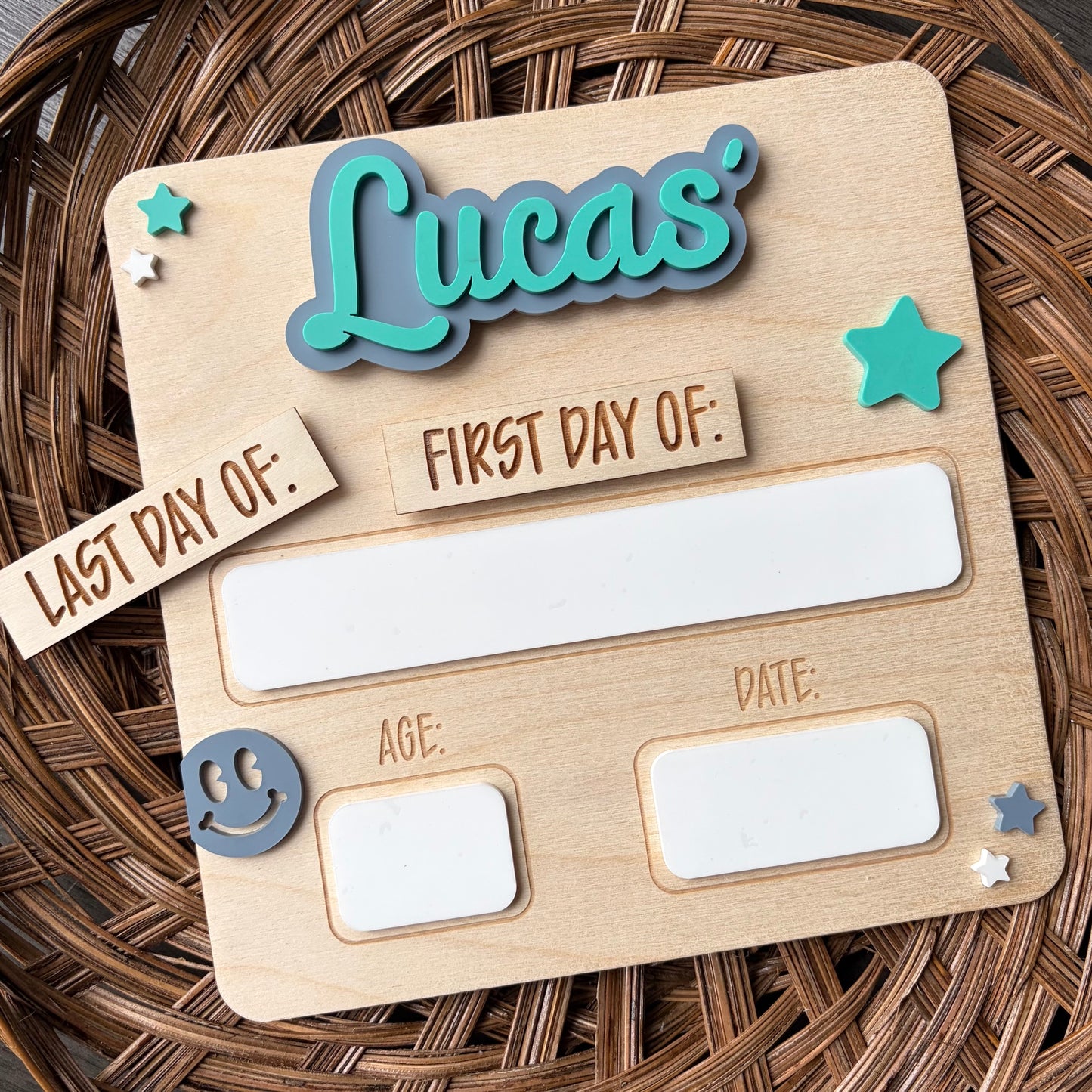 Square Smiley Face First / Last Day Board