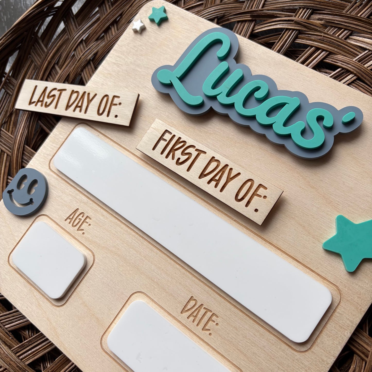 Square Smiley Face First / Last Day Board