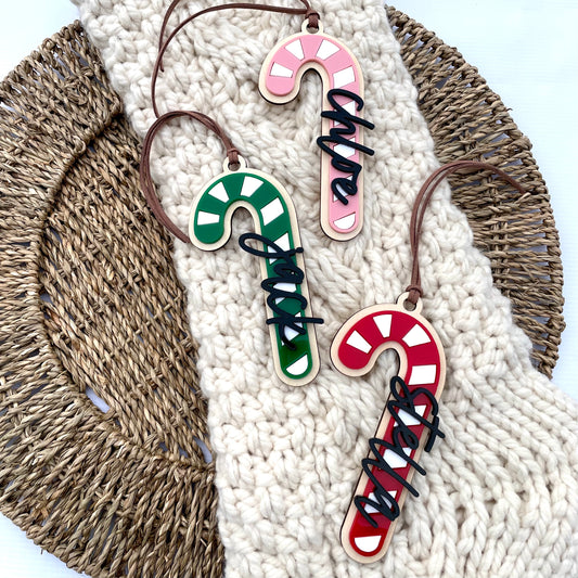 Personalized Candy Cane Ornament / Stocking or Gift Tag