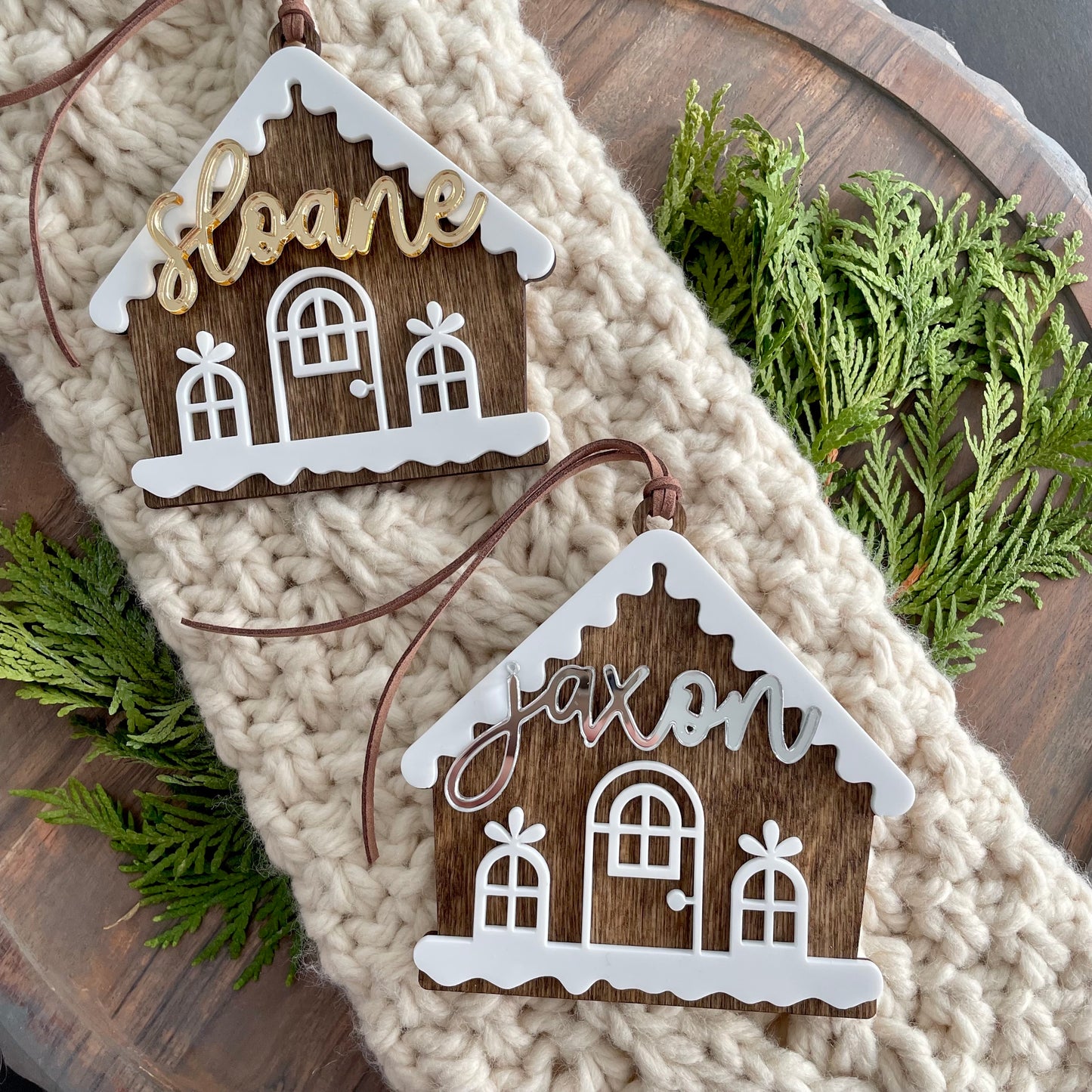 Personalized Gingerbread House Ornament / Stocking or Gift Tag