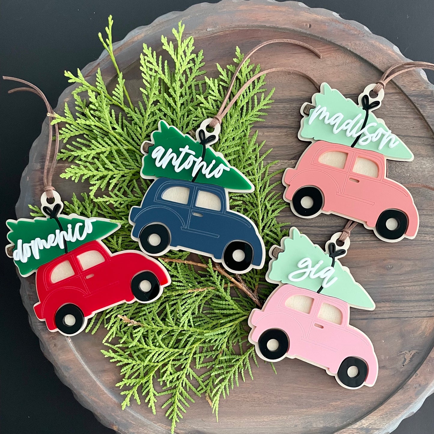 Personalized Christmas Car Ornament / Stocking or Gift Tag
