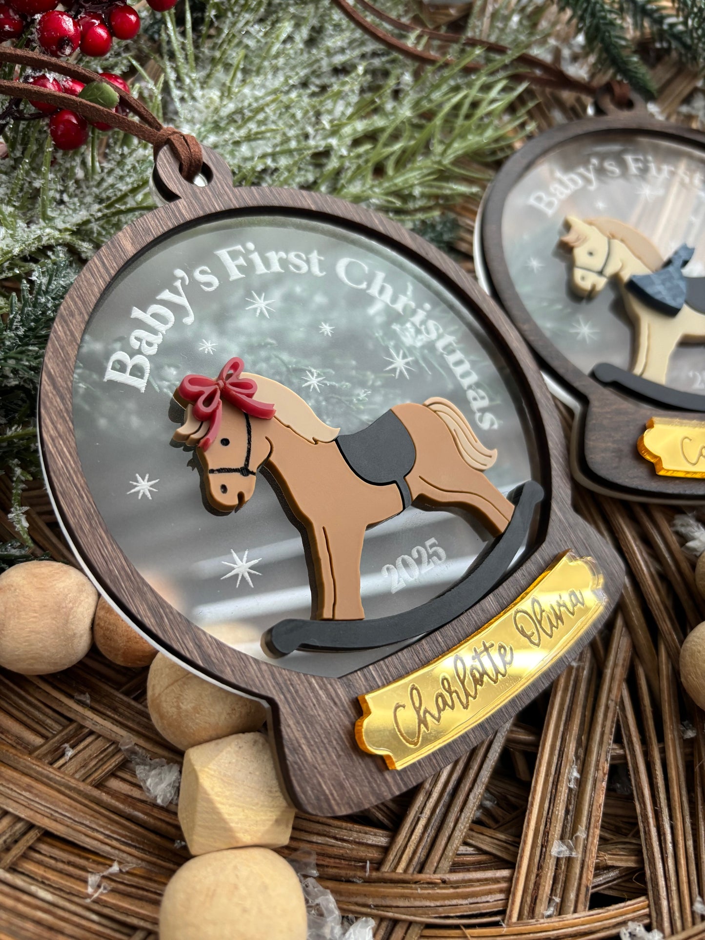 Rocking Horse Snow Globe Ornament