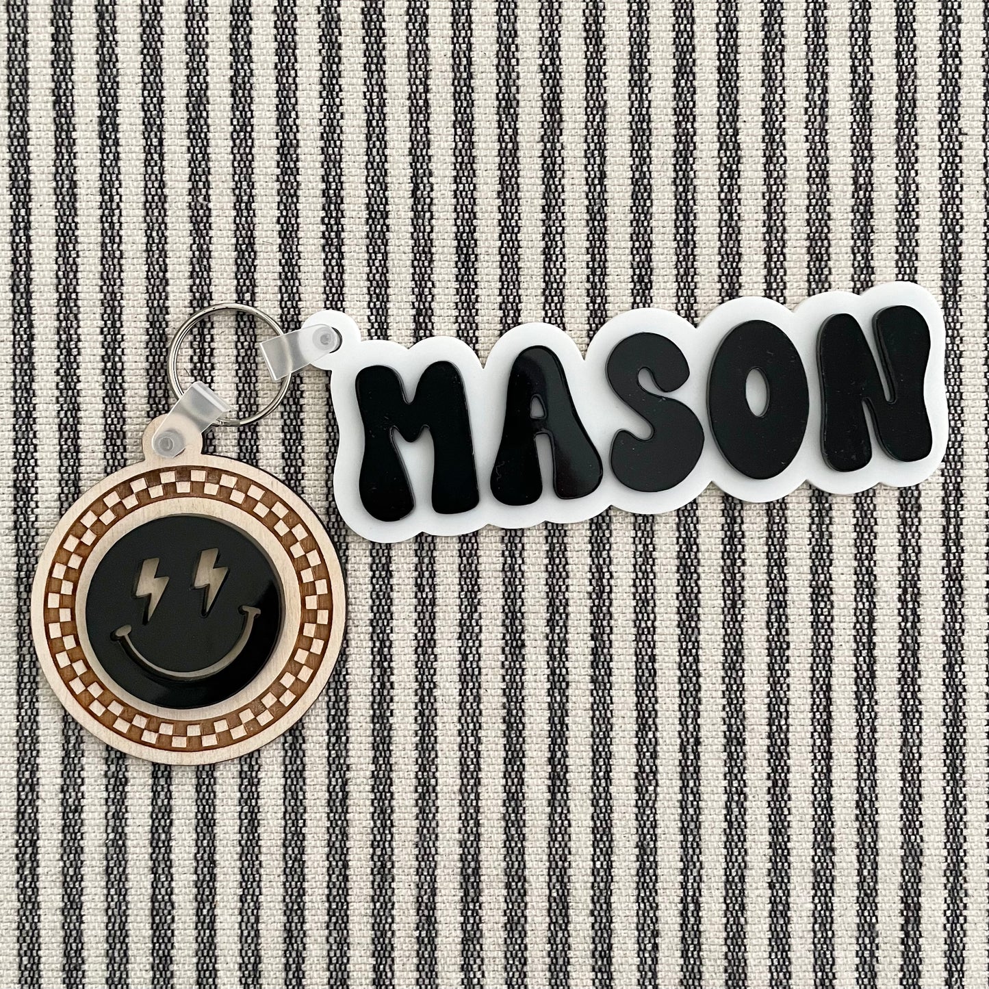 Personalized Retro Checkered Backpack Tag