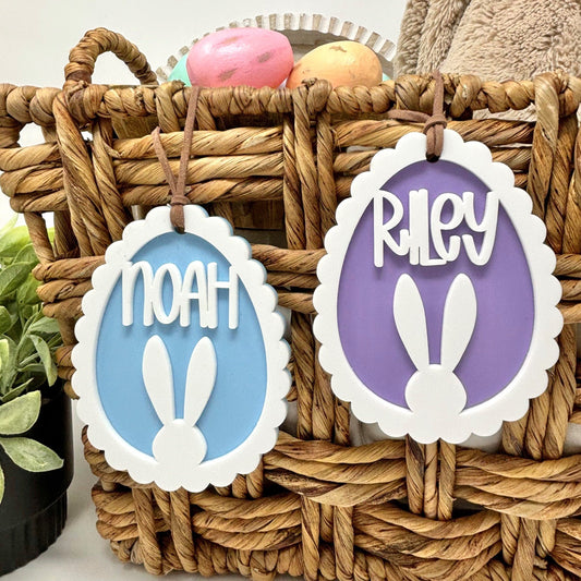 SCALLOPED BUNNY EGG - EASTER TAG