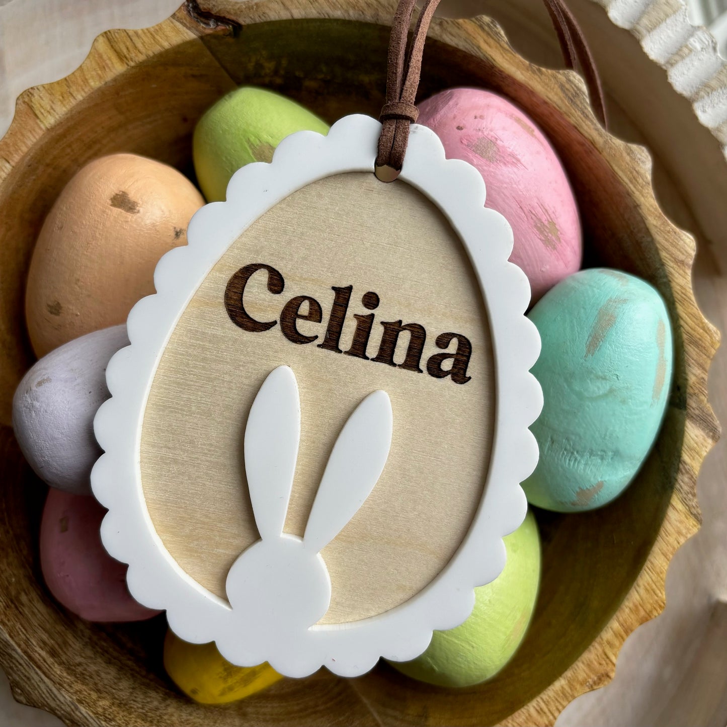 SCALLOPED BUNNY EGG - EASTER TAG