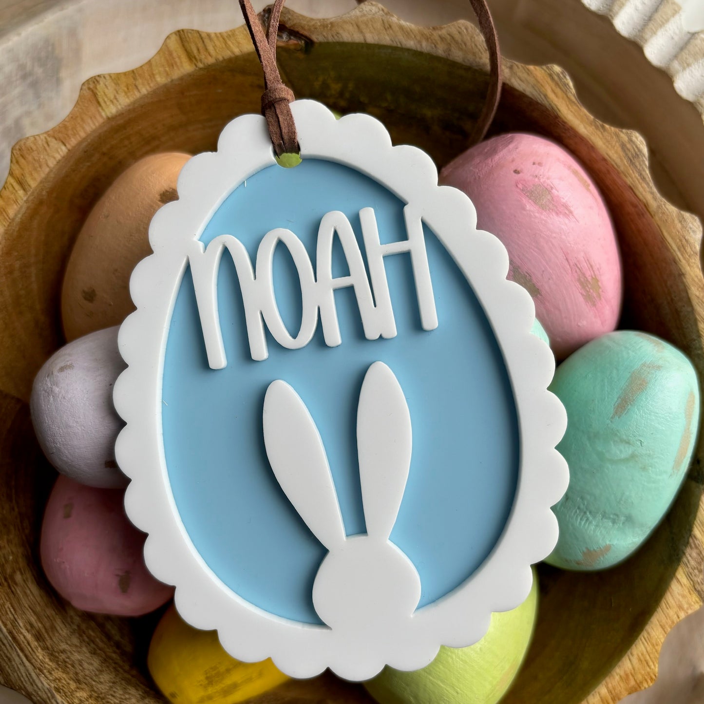 SCALLOPED BUNNY EGG - EASTER TAG