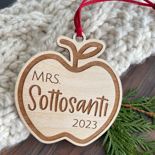 Teacher Apple Ornament / Stocking or Gift Tag