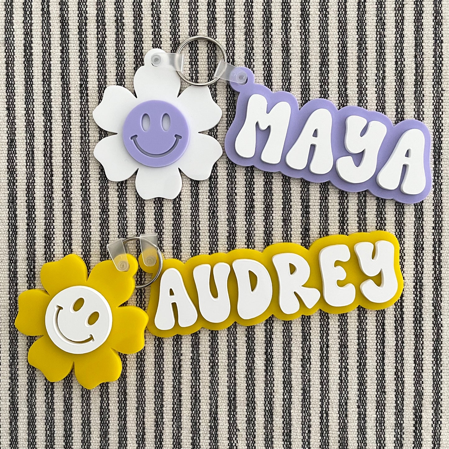 Personalized Retro Daisy Backpack Tag