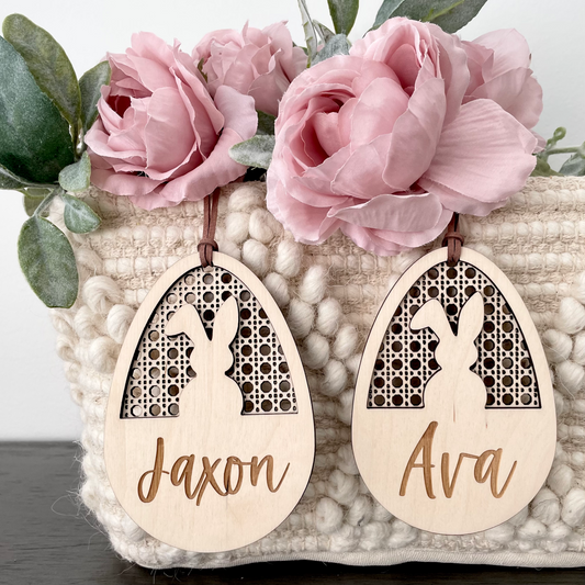 RATTAN BUNNY EGG - EASTER TAG