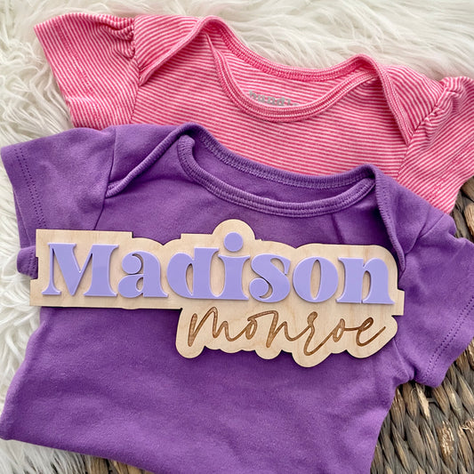 Double Name Bubble - Name/Birth Announcement Plaque