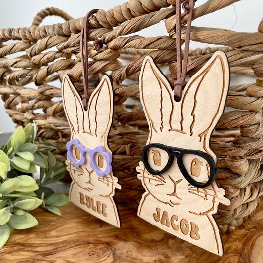 SPRING BUNNY w. GLASSES - EASTER TAG