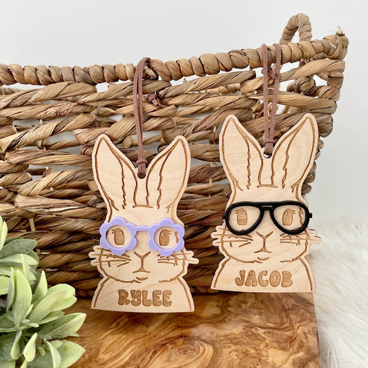 SPRING BUNNY w. GLASSES - EASTER TAG