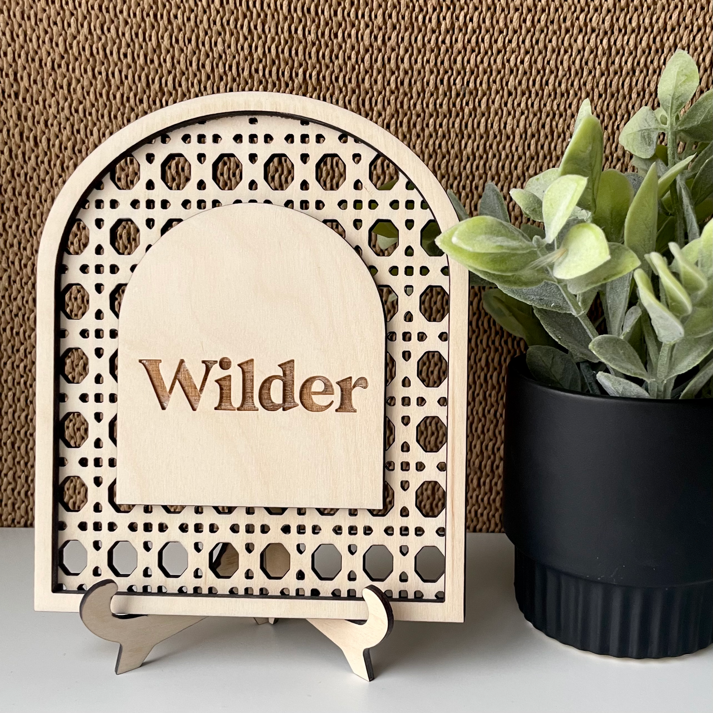 Rattan Name Plaque